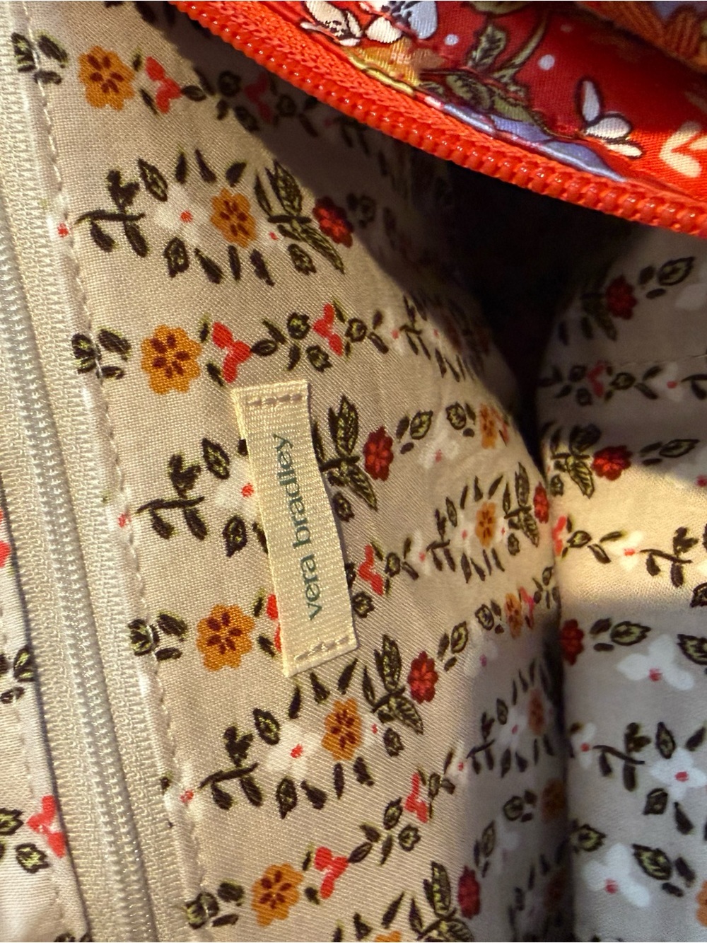 Vera Bradley Red Quilted Floral Tote with Multicolor Blossoms - Picture 4 of 4